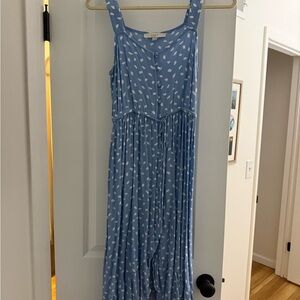 LOFT Light Blue Top with Cream Accents